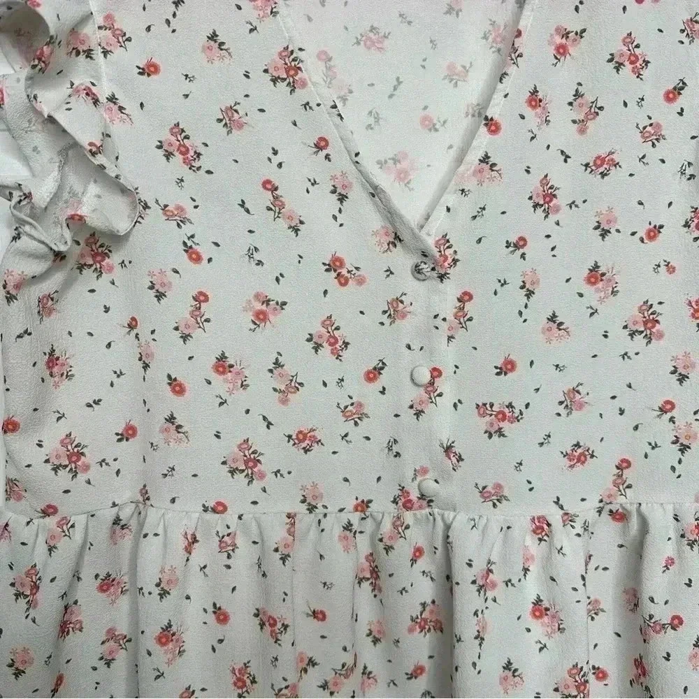 Ardene  Peplum Top White/Pink/Red Floral Size Large - Picture 4 of 16